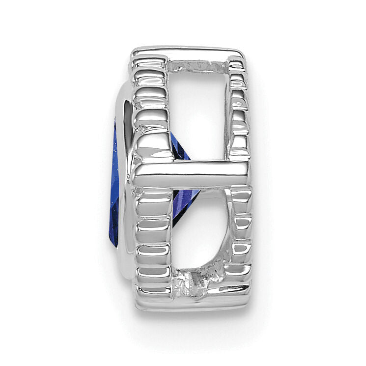 14k White Gold Cushion Sapphire Chain Slide-PM7201-SA-W