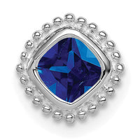14k White Gold Cushion Sapphire Chain Slide-PM7201-SA-W