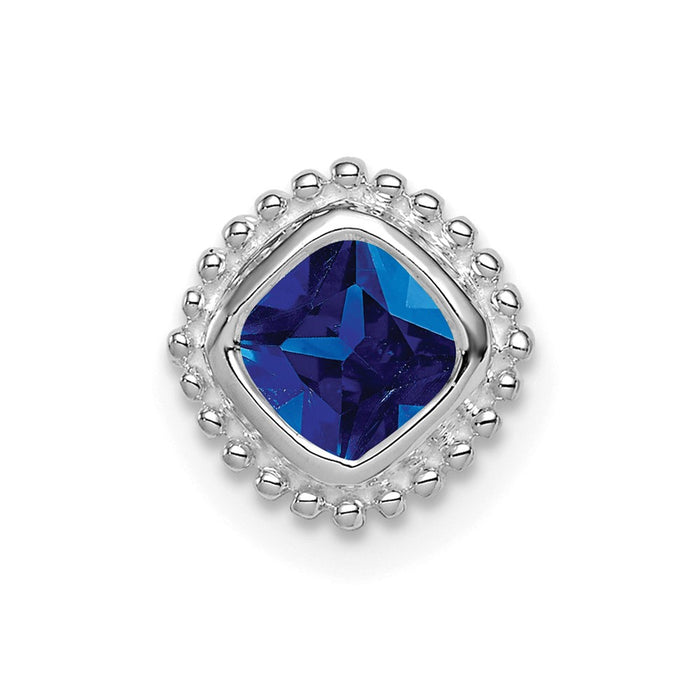 14k White Gold Cushion Sapphire Chain Slide-PM7201-SA-W