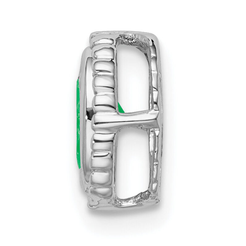 14k White Gold Oval Emerald Chain Slide-PM7202-EM-W