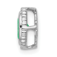 14k White Gold Oval Emerald Chain Slide-PM7202-EM-W