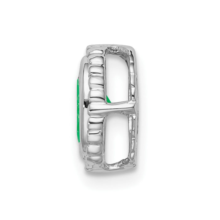 14k White Gold Oval Emerald Chain Slide-PM7202-EM-W