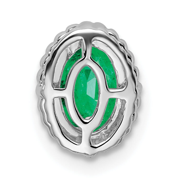 14k White Gold Oval Emerald Chain Slide-PM7202-EM-W