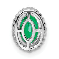 14k White Gold Oval Emerald Chain Slide-PM7202-EM-W