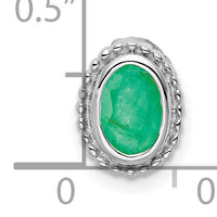 14k White Gold Oval Emerald Chain Slide-PM7202-EM-W