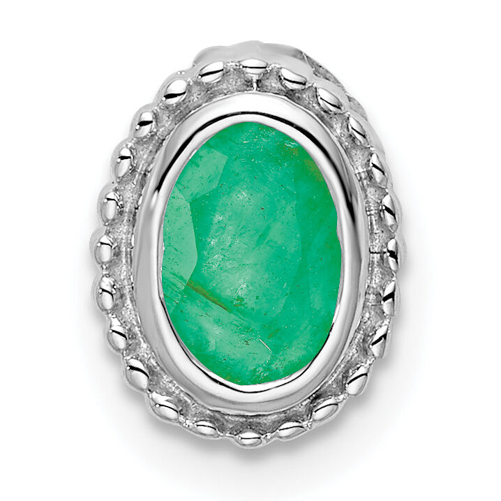 14k White Gold Oval Emerald Chain Slide-PM7202-EM-W