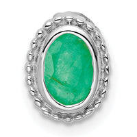 14k White Gold Oval Emerald Chain Slide-PM7202-EM-W