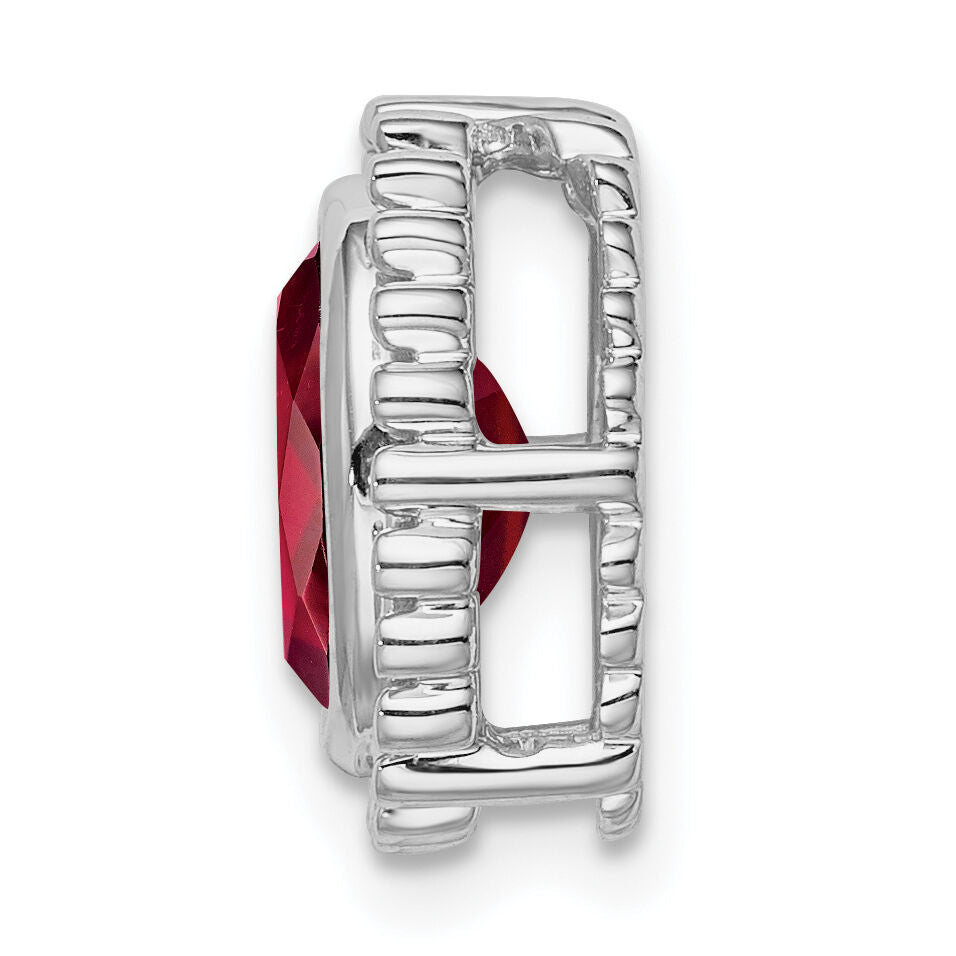 14k White Gold Oval Garnet Chain Slide-PM7202-GA-W