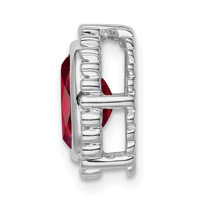 14k White Gold Oval Garnet Chain Slide-PM7202-GA-W