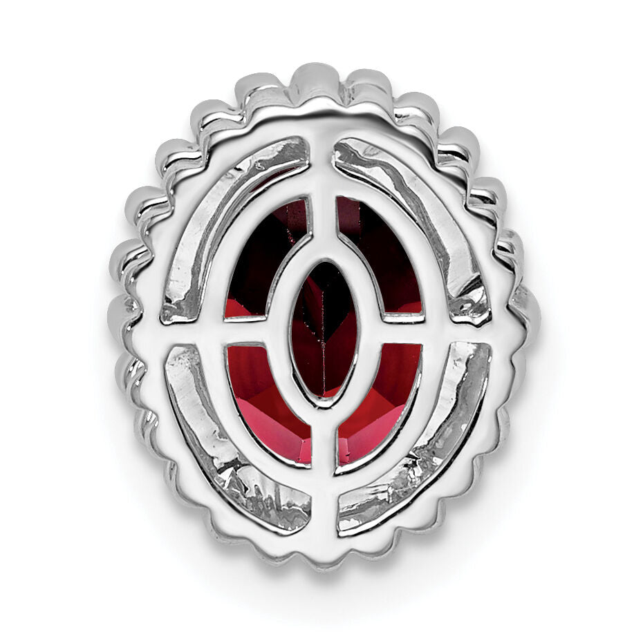14k White Gold Oval Garnet Chain Slide-PM7202-GA-W