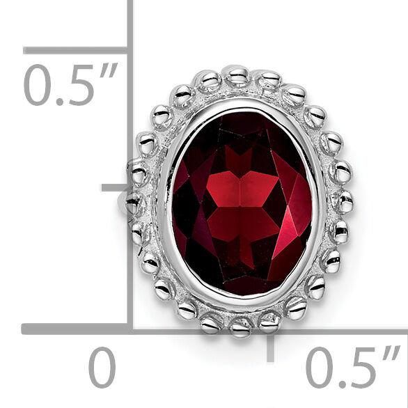 14k White Gold Oval Garnet Chain Slide-PM7202-GA-W