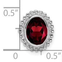 14k White Gold Oval Garnet Chain Slide-PM7202-GA-W
