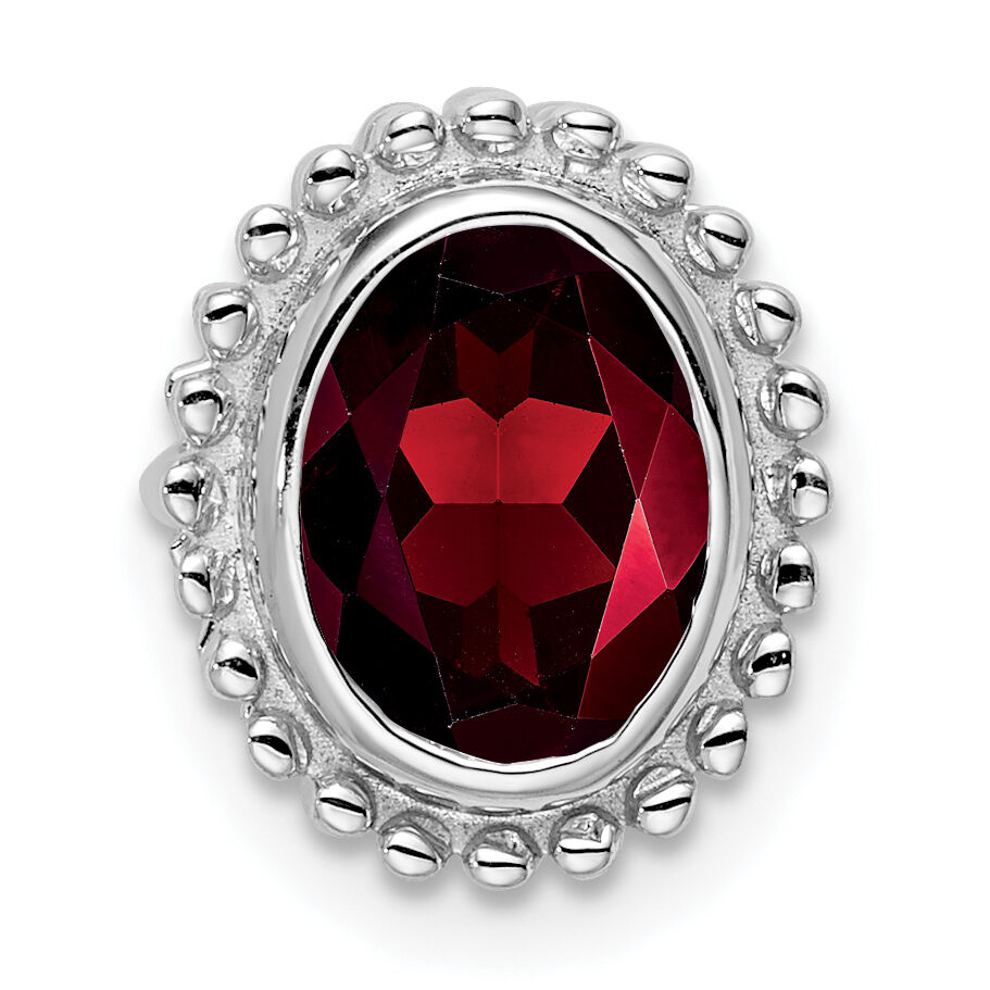14k White Gold Oval Garnet Chain Slide-PM7202-GA-W
