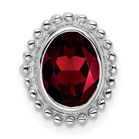 14k White Gold Oval Garnet Chain Slide-PM7202-GA-W