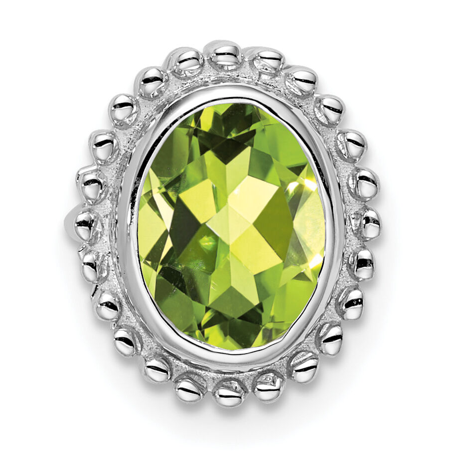 14k White Gold Oval Peridot Chain Slide-PM7202-PE-W