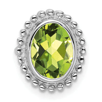 14k White Gold Oval Peridot Chain Slide-PM7202-PE-W