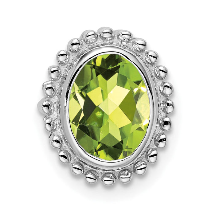 14k White Gold Oval Peridot Chain Slide-PM7202-PE-W