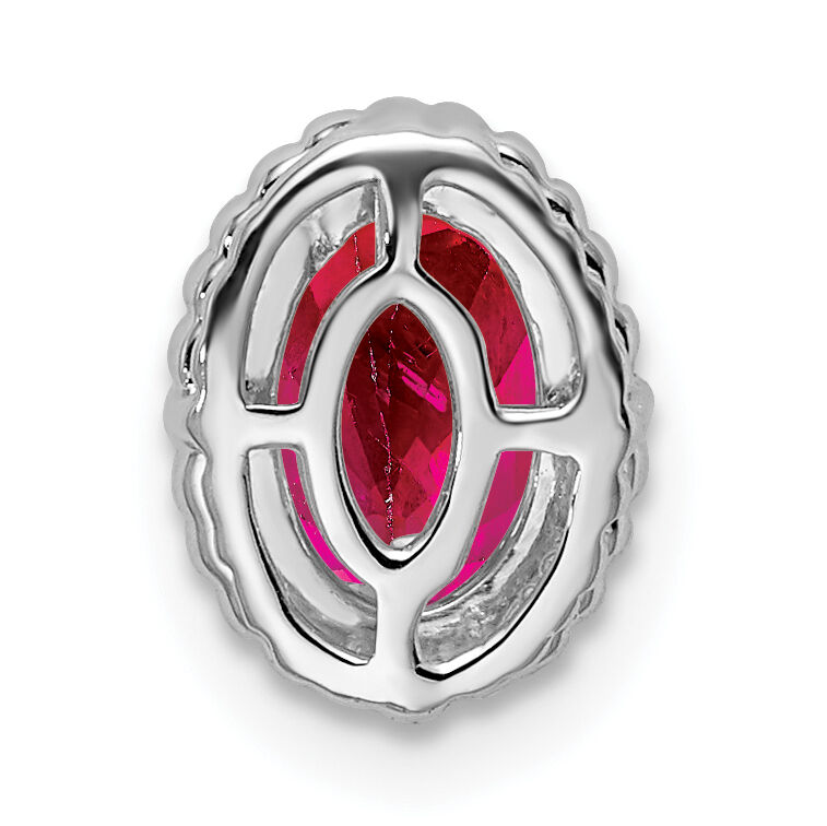 14k White Gold Oval Ruby Chain Slide-PM7202-RU-W