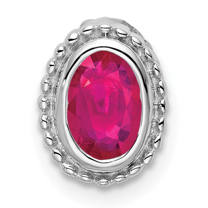 14k White Gold Oval Ruby Chain Slide-PM7202-RU-W