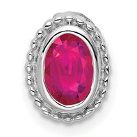 14k White Gold Oval Ruby Chain Slide-PM7202-RU-W