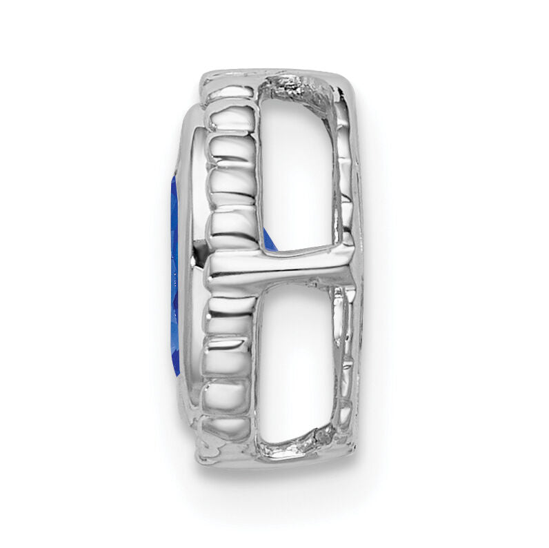 14k White Gold Oval Sapphire Chain Slide-PM7202-SA-W