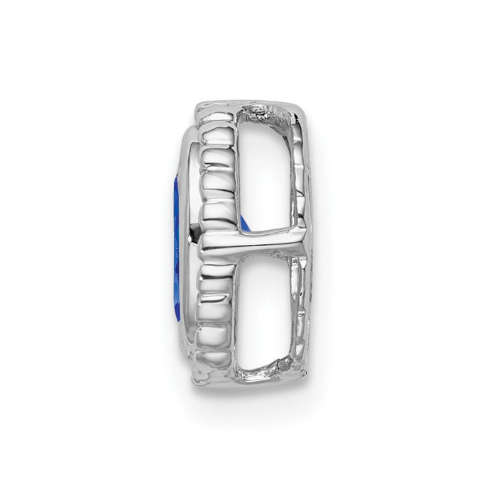 14k White Gold Oval Sapphire Chain Slide-PM7202-SA-W