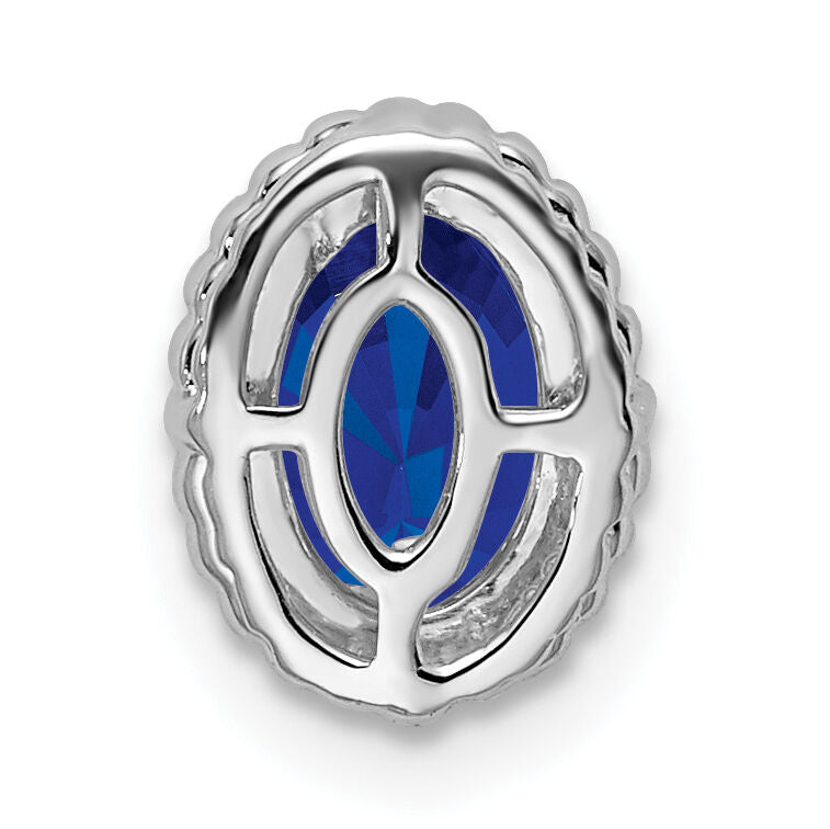 14k White Gold Oval Sapphire Chain Slide-PM7202-SA-W