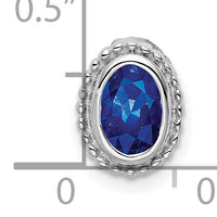 14k White Gold Oval Sapphire Chain Slide-PM7202-SA-W