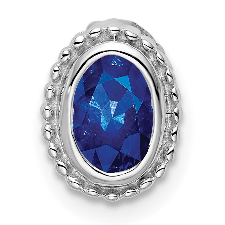 14k White Gold Oval Sapphire Chain Slide-PM7202-SA-W