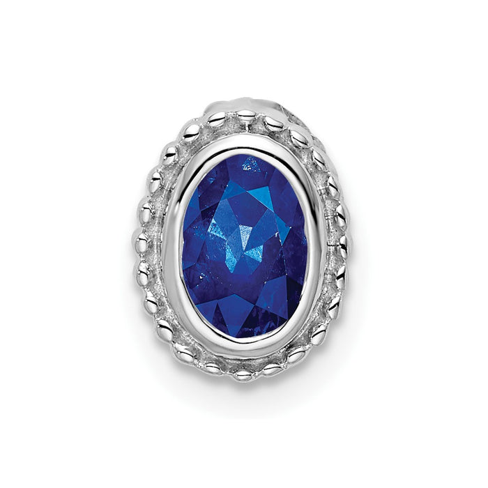 14k White Gold Oval Sapphire Chain Slide-PM7202-SA-W