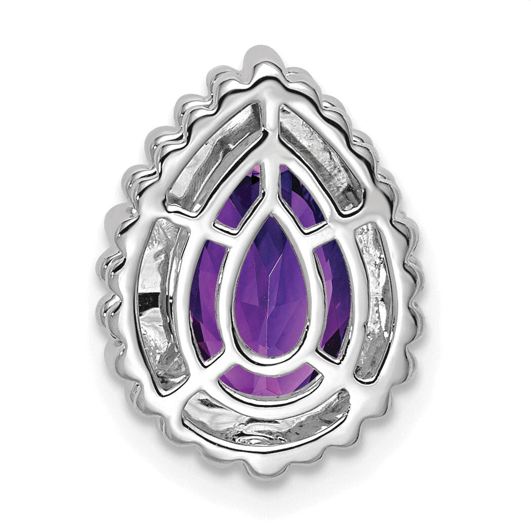 14k White Gold Pear Amethyst Chain Slide-PM7203-AM-W