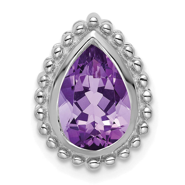 14k White Gold Pear Amethyst Chain Slide-PM7203-AM-W