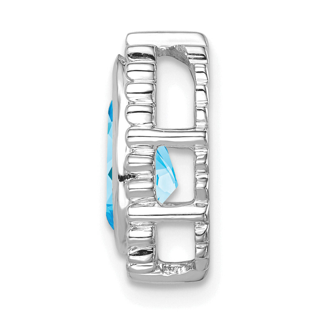 14k White Gold Pear Blue Topaz Chain Slide-PM7203-BT-W