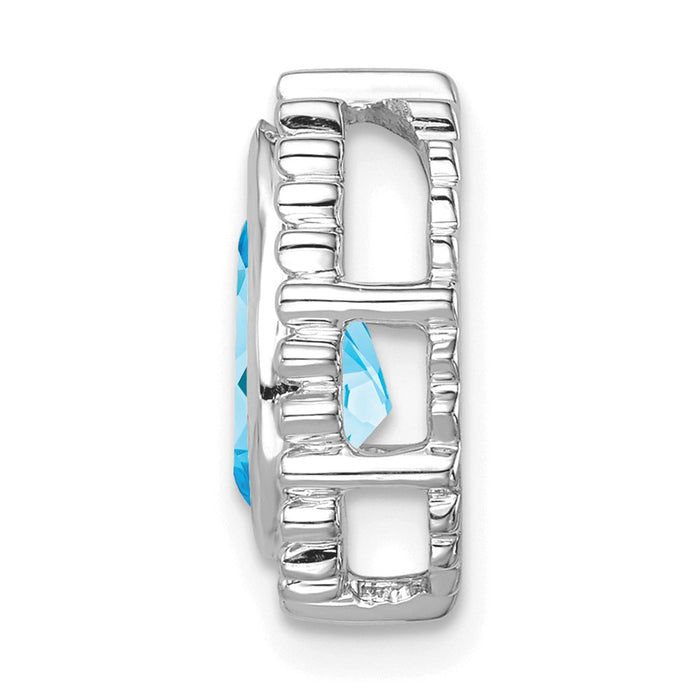 14k White Gold Pear Blue Topaz Chain Slide-PM7203-BT-W