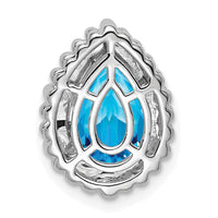 14k White Gold Pear Blue Topaz Chain Slide-PM7203-BT-W