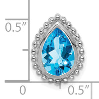 14k White Gold Pear Blue Topaz Chain Slide-PM7203-BT-W