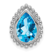 14k White Gold Pear Blue Topaz Chain Slide-PM7203-BT-W