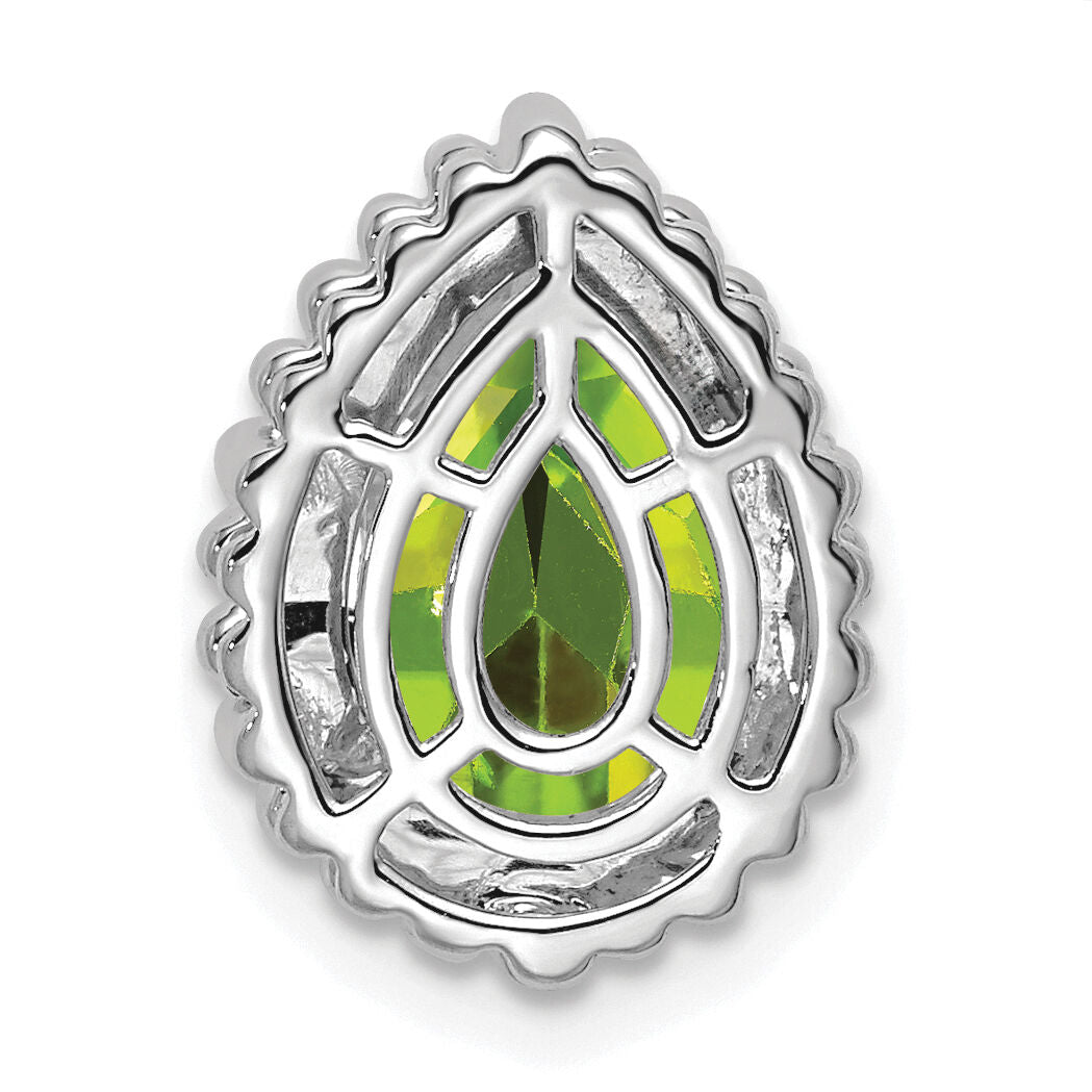 14k White Gold Pear Peridot Chain Slide-PM7203-PE-W