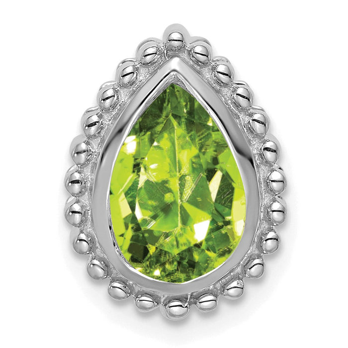 14k White Gold Pear Peridot Chain Slide-PM7203-PE-W