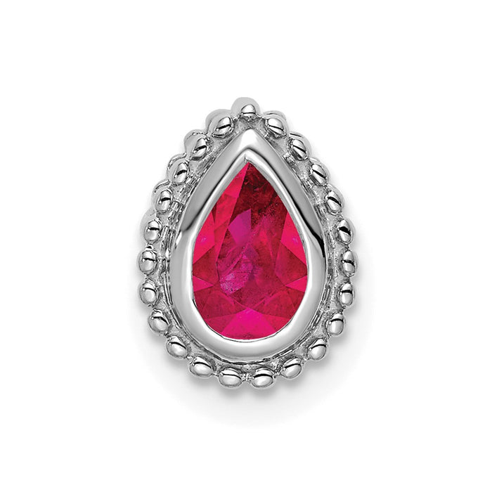 14k White Gold Pear Ruby Chain Slide-PM7203-RU-W
