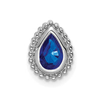 14k White Gold Pear Sapphire Chain Slide-PM7203-SA-W