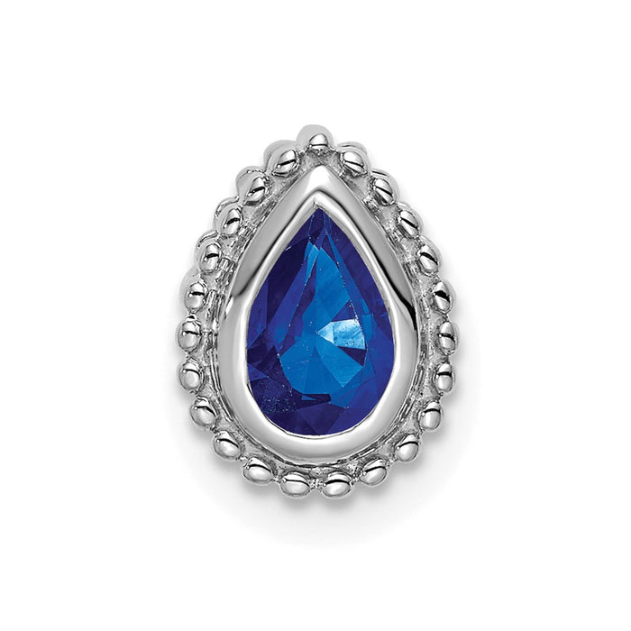 14k White Gold Pear Sapphire Chain Slide-PM7203-SA-W