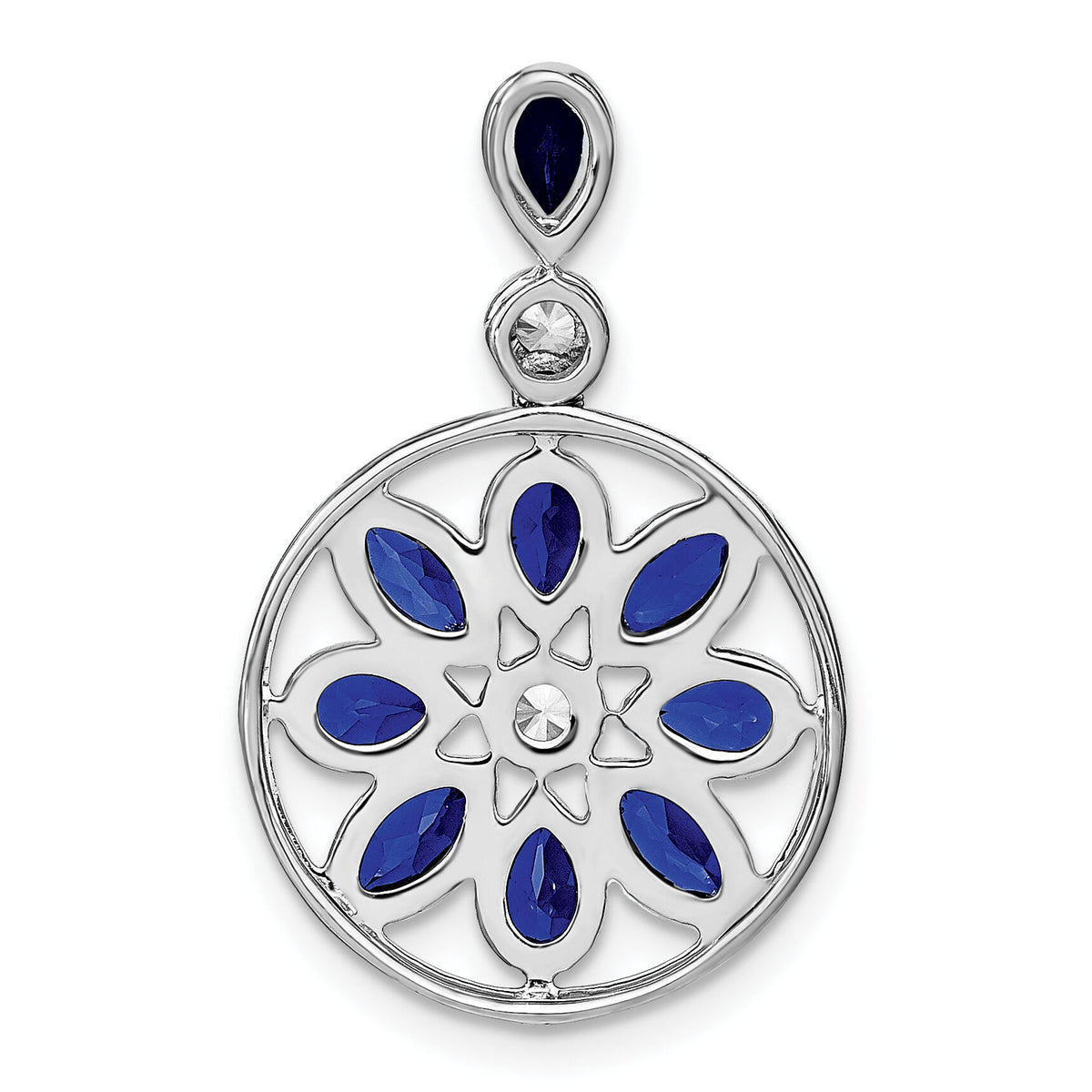 14k White Gold Sapphire and Diamond Pendant-PM7205-SA-009-WA