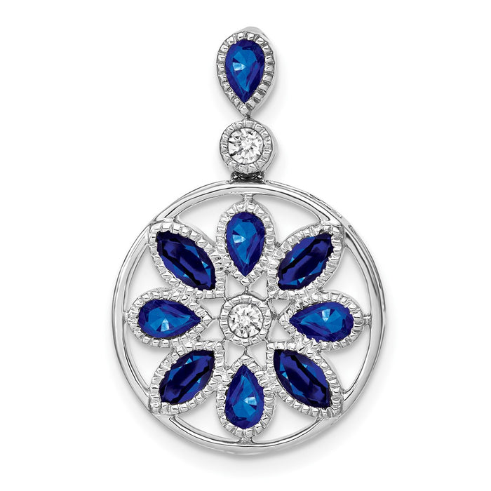 14k White Gold Sapphire and Diamond Pendant-PM7205-SA-009-WA