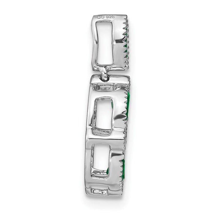 14k White Gold Emerald and Diamond Pendant-PM7206-EM-005-WA