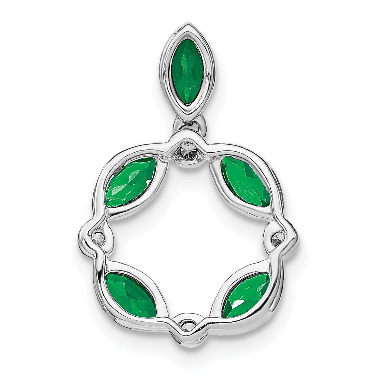 14k White Gold Emerald and Diamond Pendant-PM7206-EM-005-WA