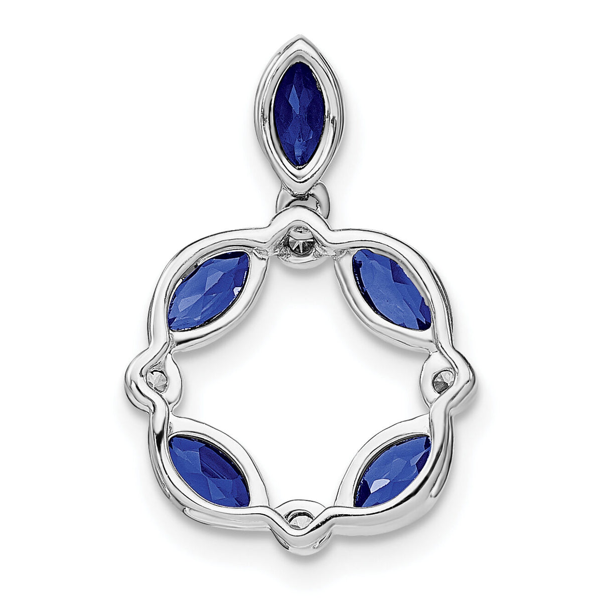 14k White Gold Marquise Sapphire and Diamond Pendant-PM7206-SA-005-WA