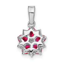 14k White Gold Ruby and Diamond Floral Pendant-PM7207-RU-008-WA