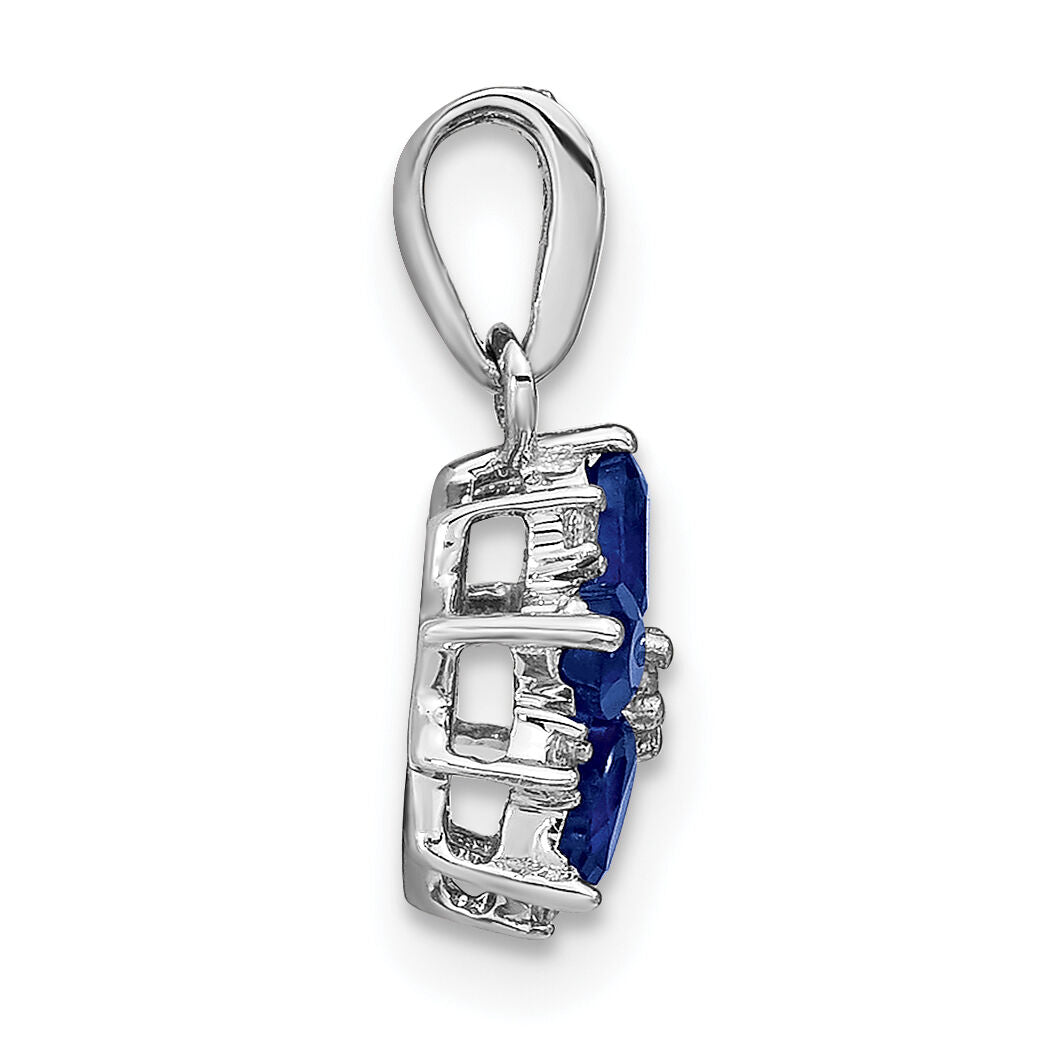 14k White Gold Sapphire and Diamond Floral Pendant-PM7207-SA-008-WA
