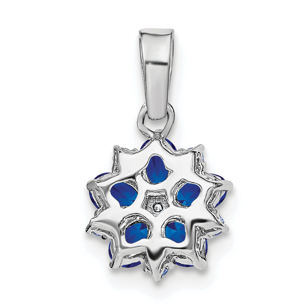14k White Gold Sapphire and Diamond Floral Pendant-PM7207-SA-008-WA